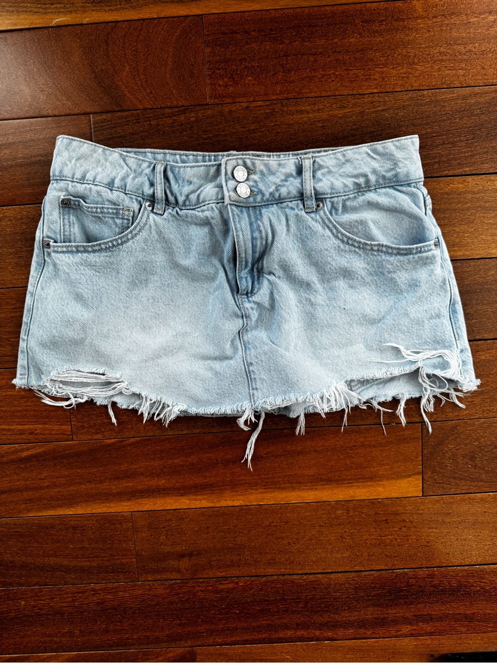 Garage Light Blue Distressed Denim Skort